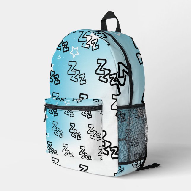 Dreamy Zzz Pattern Bedruckter Rucksack (Rückseitige Ecke Rechts)