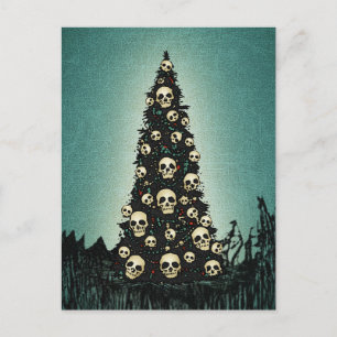 Dreary Christmas Tree with Skulls Postkarte