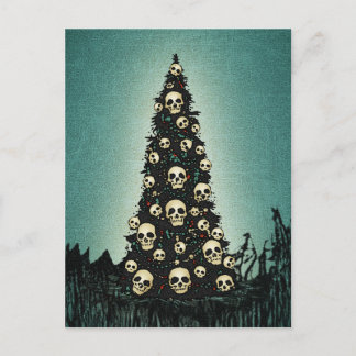 Dreary Christmas Tree with Skulls Postkarte