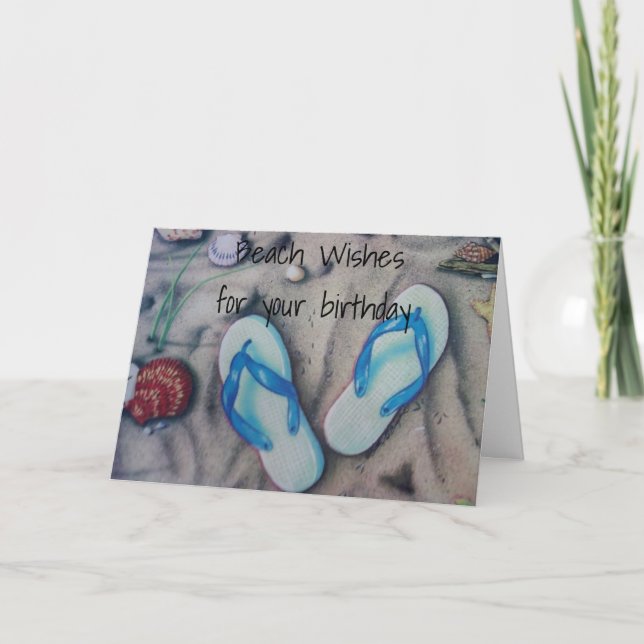 "DREH DEINE FLOPS" STRAND GEBURTSTAG GREETEN KARTE (Vorderseite)