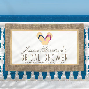 Dreh-Flop Sand Beach Burlap-Brautparty Banner