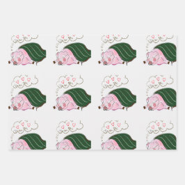 Dreh-Schwein in einem unbedruckten Blatt-Set Geschenkpapier Set