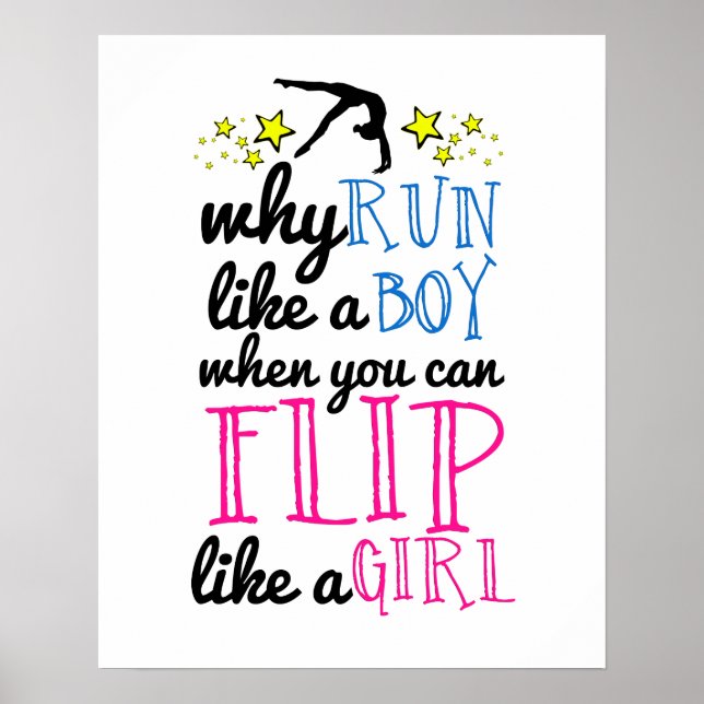 Dreh wie ein Mädchen Empowerment Gymnastik Poster (Vorne)