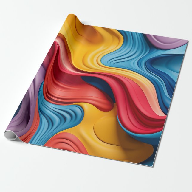 Drehbare 3D-Formen in Regenbogenfarben Geschenkpapier (Ungerollt)