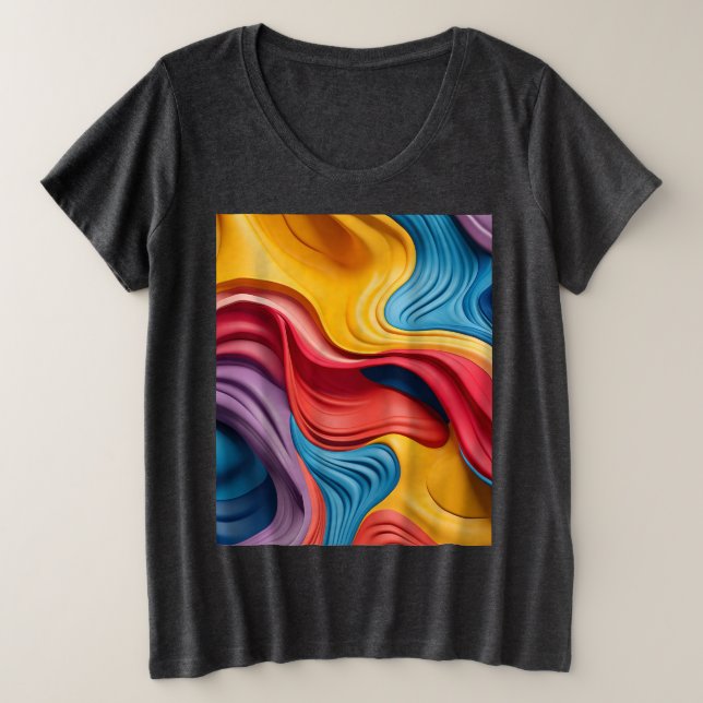 Drehbare 3D-Formen in Regenbogenfarben Große Größe T-Shirt (Design vorne)