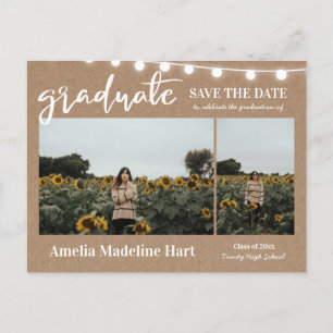 Drehbuch Rustic Kraft Paper Save the Date Ankündigungspostkarte