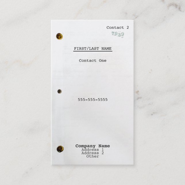 Drehbuch Visitenkarte (Vorderseite)