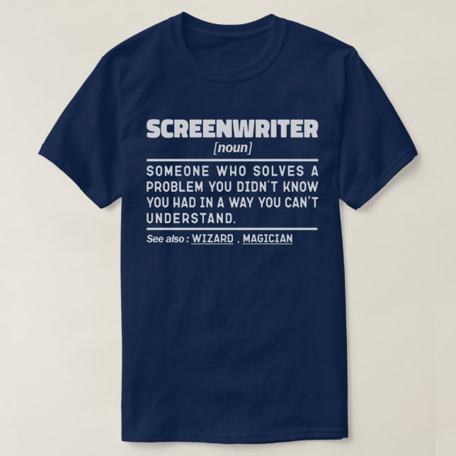 Drehbuchautor Noun Definition Drehbuch Funny T-Shirt (Design vorne)