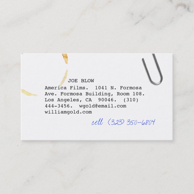 Drehbuchautor VI Visitenkarte (Vorderseite)