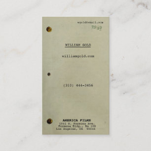 Drehbuchautor Vintage Visitenkarte