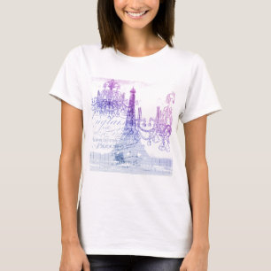 Drehbücher lila Kronleuchter Paris Eiffelturm T-Shirt