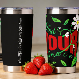 Drehbuchtext mit Reben und Blumen Thermobecher