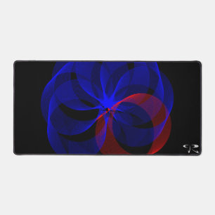 Drehen des geometrischen Mouse-Pad-Mats mit blauem Schreibtischunterlage