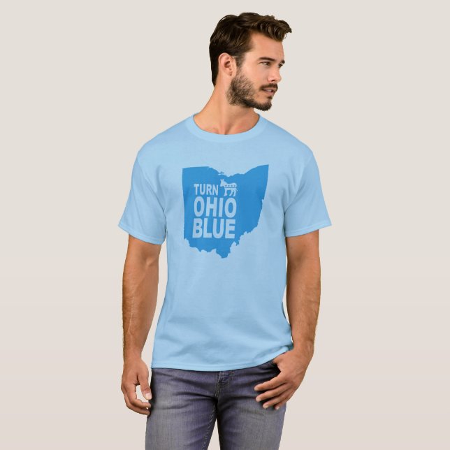 Drehen Sie blauen progressiven liberalen Staat T-Shirt (Vorne ganz)