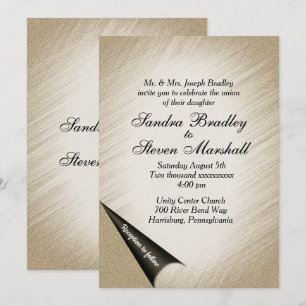 Drehen Sie die Seite Antique Gold Hochzeit Einladu Einladung