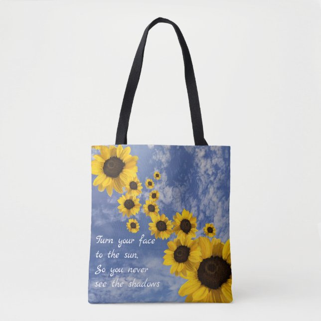 Drehen Sie Ihr Gesicht zur Sonne, Sonnenblumen in  Tasche (Vorderseite)