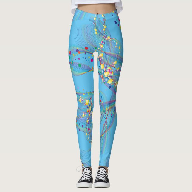 Drehen von Blasen in mehrfarbigen Mustern L Blau B Leggings (Vorderseite)