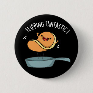 Drehend Fantastisch Funny Pancake Pun Dark BG Button