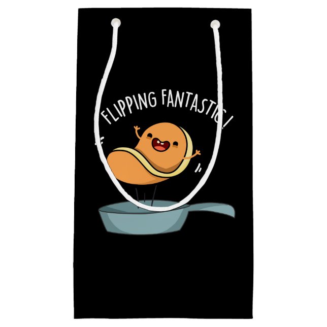 Drehend Fantastisch Funny Pancake Pun Dark BG Kleine Geschenktüte (Vorderseite)