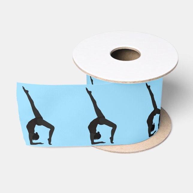 Drehend Gymnast-Silhouette auf Blue Satinband (Spule)