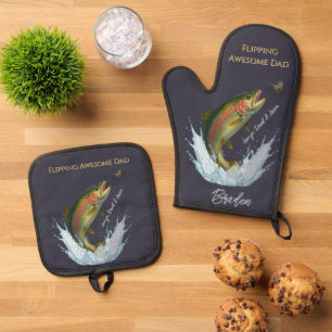 Drehend Phantastischer Vater Fliegen Kinder Namen  Ofenhandschuh & Topflappen-Set