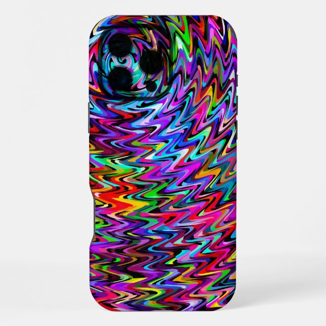 Drehende Farben-Zickzack-Muster iPhone 16 Pro Max Hülle (Rückseite)
