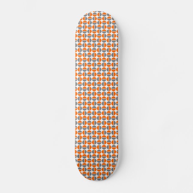 Drehende Kreise - orange und grau Skateboard (Vorderseite)