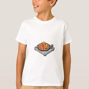 Drehende Pizza-Party-Plattenspieler Kinder T-Shirt