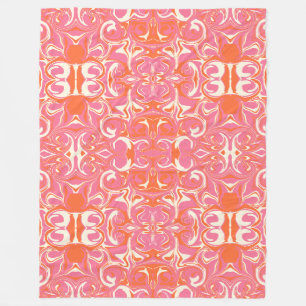 Drehmuster in Rosa, Orange und Creme Fleecedecke