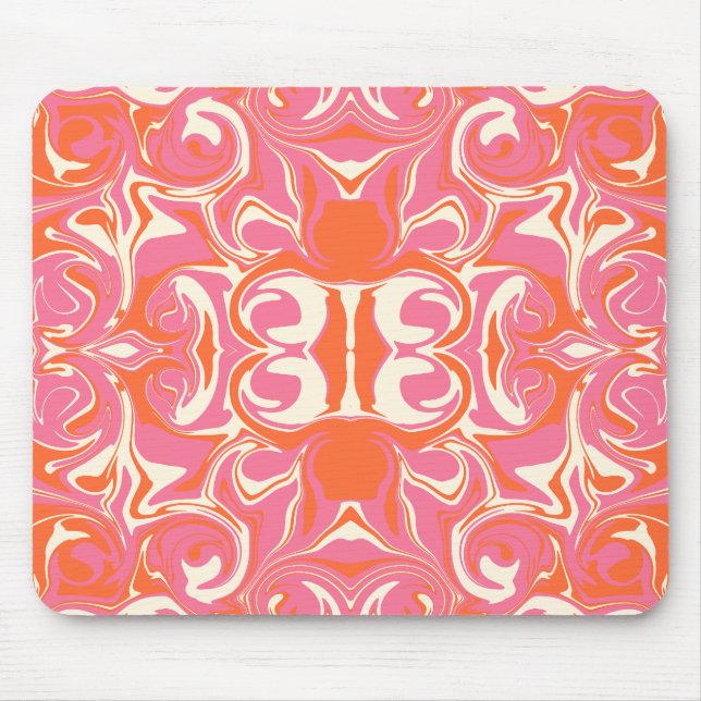 Drehmuster in Rosa, Orange und Creme Mousepad (Vorne)