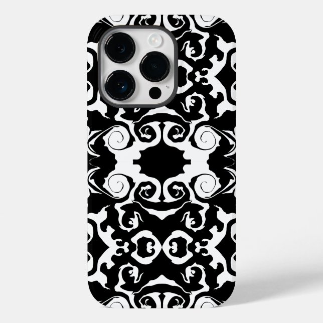 Drehmuster in Schwarz/Weiß Case-Mate iPhone 14 Pro Hülle (Rückseite)