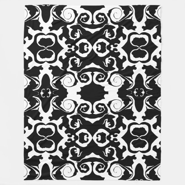 Drehmuster in Schwarz/Weiß Fleecedecke (Vorderseite)