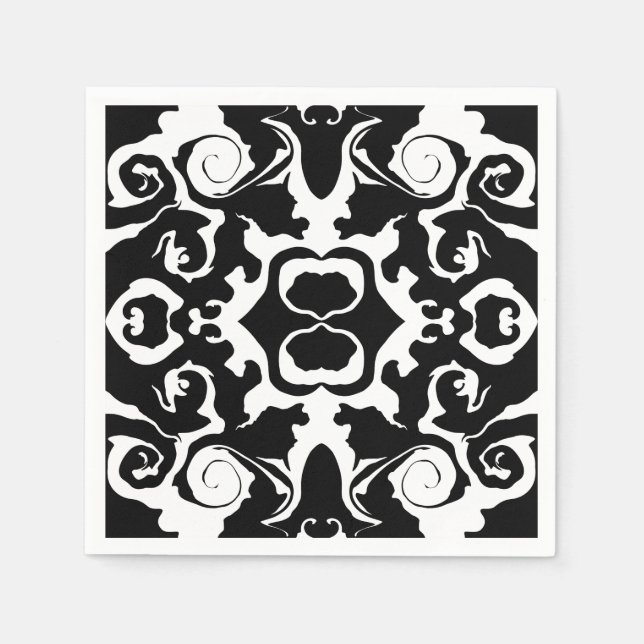 Drehmuster in Schwarz/Weiß Serviette (Vorderseite)