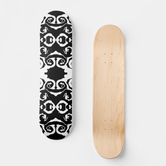 Drehmuster in Schwarz/Weiß Skateboard (Vorderseite)