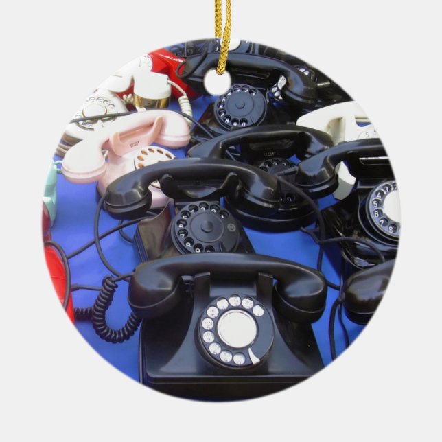 Drehtelefon Keramik Ornament (Vorne)