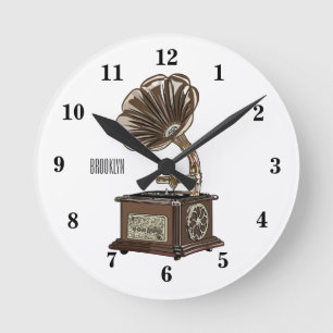 Drehteller Cartoon-Illustration Runde Wanduhr