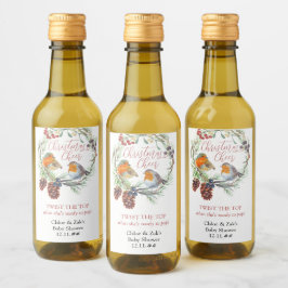 Drehung der Baby-Dusche im Top Winter Kranz Weinetikett