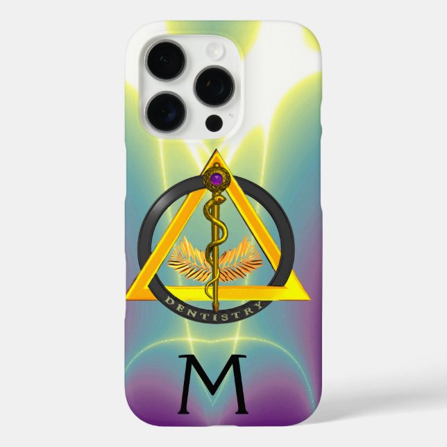 DREHUNG DES ASCLEPIUS-DENTISTRUMENTMONOGRAMM,Lila iPhone 16 Pro Hülle (Rückseite)