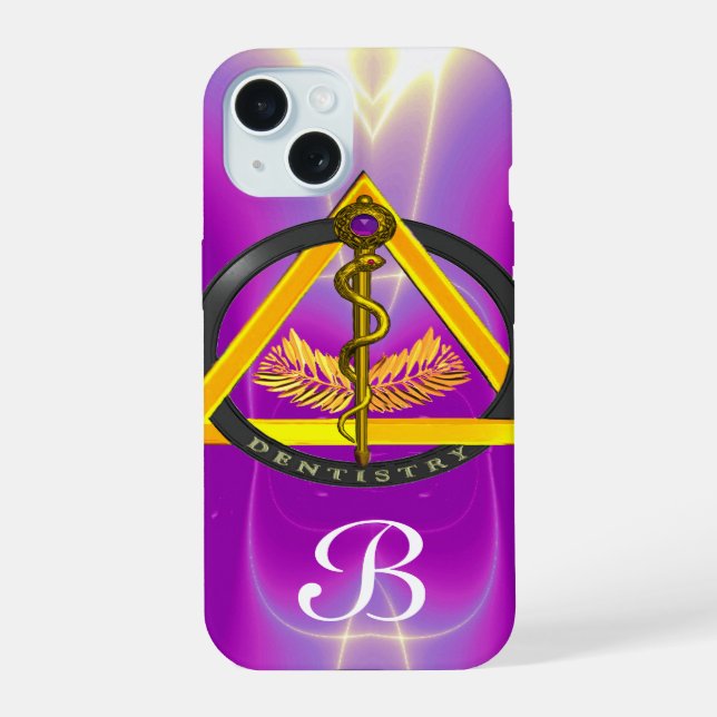DREHUNG DES ASCLEPIUS-ZAHNCHEN-MONOGRAMM iPhone 15 HÜLLE (Rückseite)
