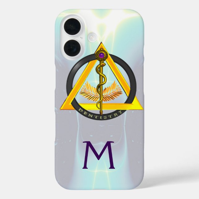 DREHUNG DES ASCLEPIUS-ZAHNCHEN-MONOGRAMM iPhone 16 HÜLLE (Rückseite)