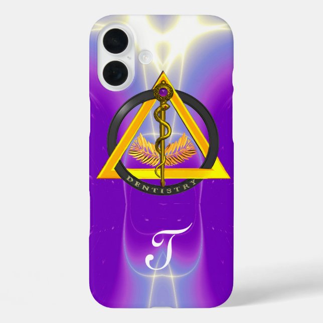 DREHUNG DES ASCLEPIUS-ZAHNCHEN-MONOGRAMM iPhone 16 PLUS HÜLLE (Rückseite)