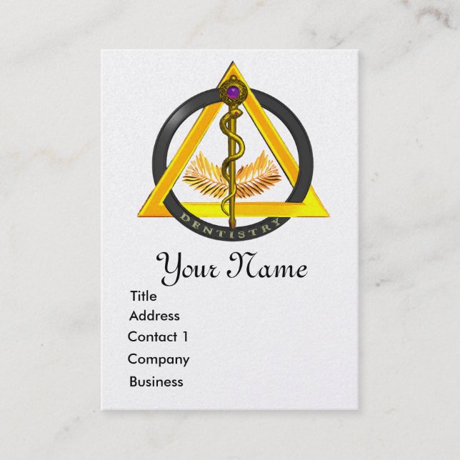DREHUNG DES ASCLEPIUS-ZAHNSCHUTZGOLDMONOGRAMM VISITENKARTE (Vorderseite)
