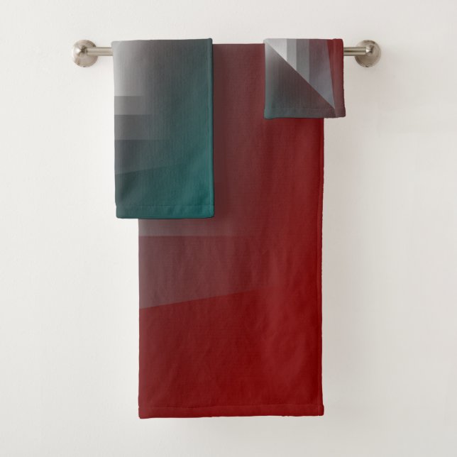 Drehung grau auf aquamariner Bordeaux Badhandtuch Set (Insitu)