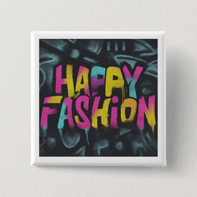 Drehung im Modedesign Happy Square Button (Vorderseite)