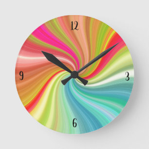 Drehung mit Farbschwirl-Regenbogen mit Zahlen Runde Wanduhr