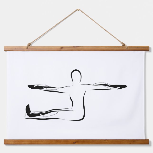 Drehung Pilates Spine Pose Mat Wandteppich Mit Holzrahmen (Vorne)
