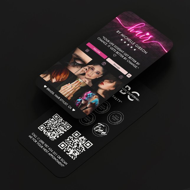 Drehung Schwarz-Rosa-Barber Visitenkarte (Hair Stylist Braids Twist Black Pink Barber Business Card
)