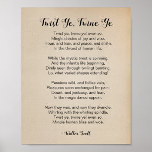 Drehung Ye Twine Ye Gedicht von Walter Scott Vinta Poster