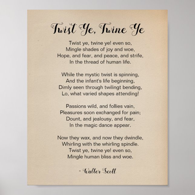 Drehung Ye Twine Ye Gedicht von Walter Scott Vinta Poster (Vorne)
