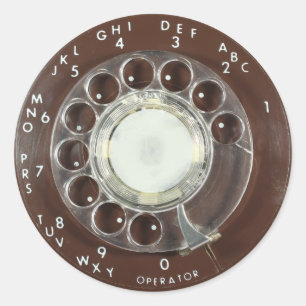 Drehwählscheiben-Telefon-Look Runder Aufkleber